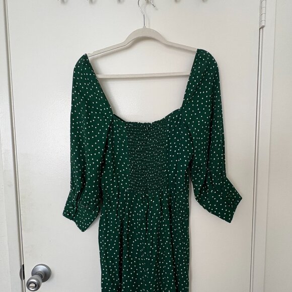 REFORMATION GREEN POLKA DOT LUMIERE DRESS - Picture 3 of 4